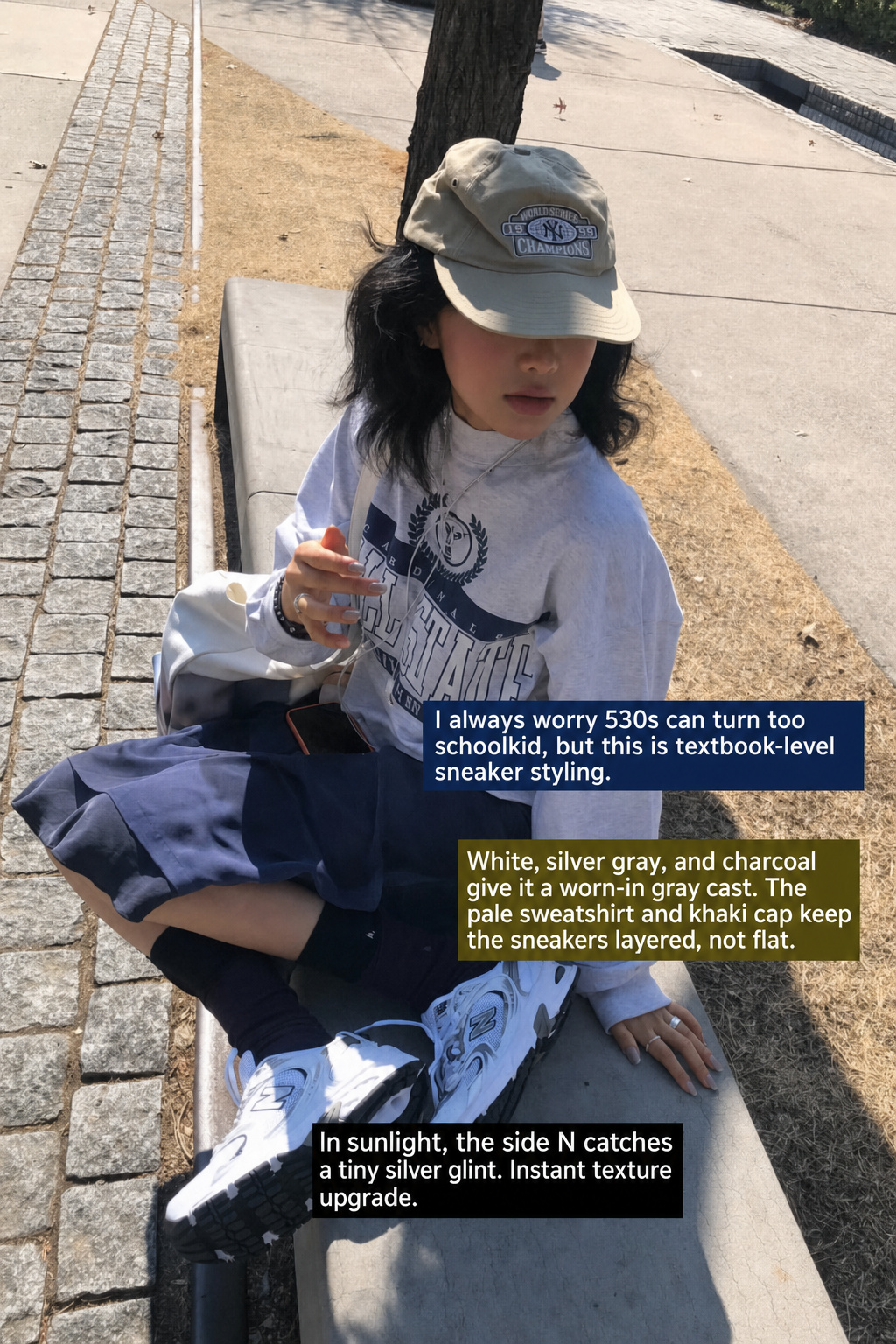 How to style sneakers with skirts using layered socks and muted colours