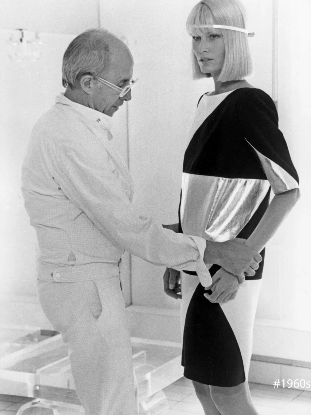 Andre Courreges fitting a geometric 1960s look