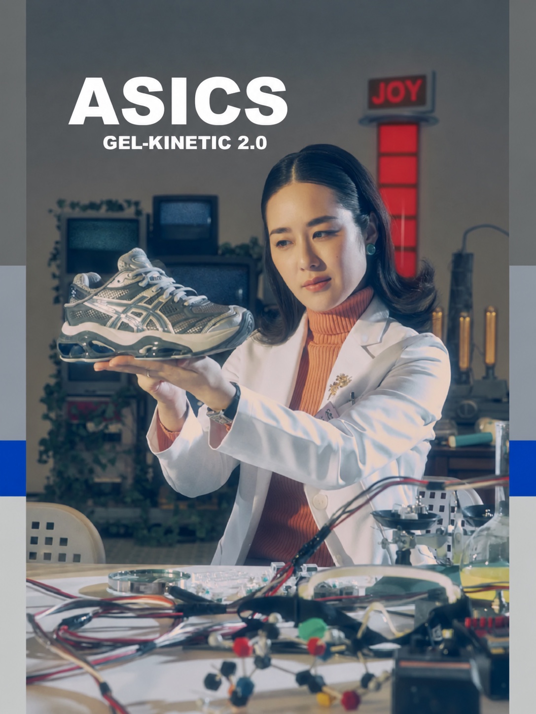 Silver ASICS GEL-KINETIC 2.0 sneaker close-up