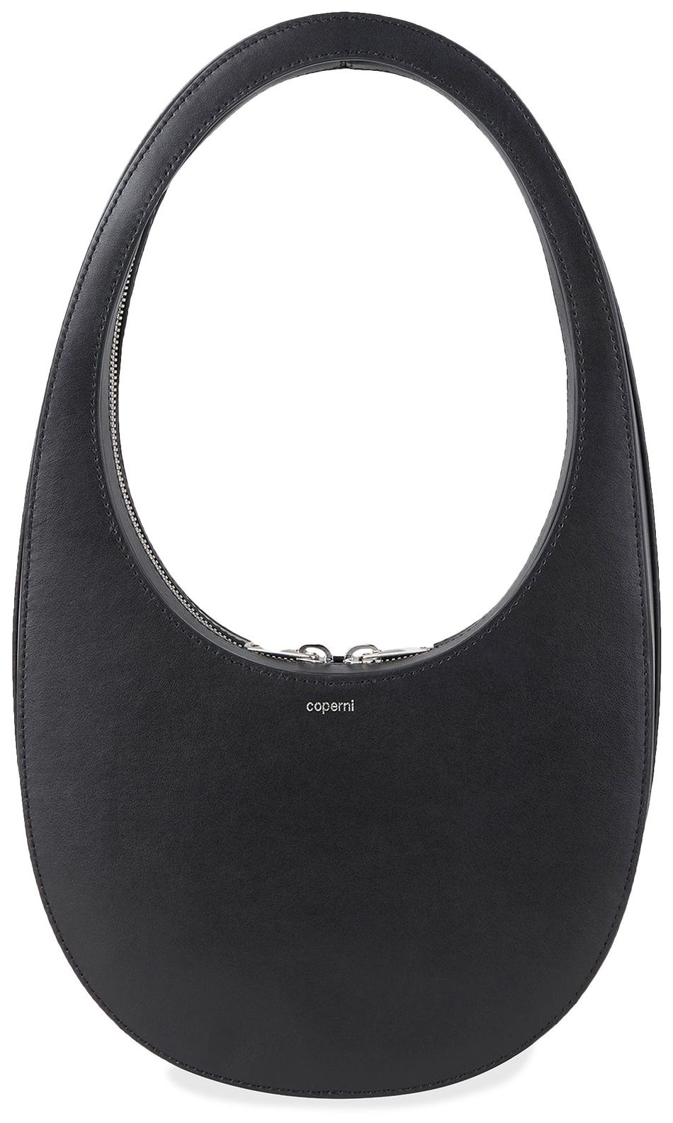 Black Coperni Swipe bag with a curved oval silhouette and integrated handle