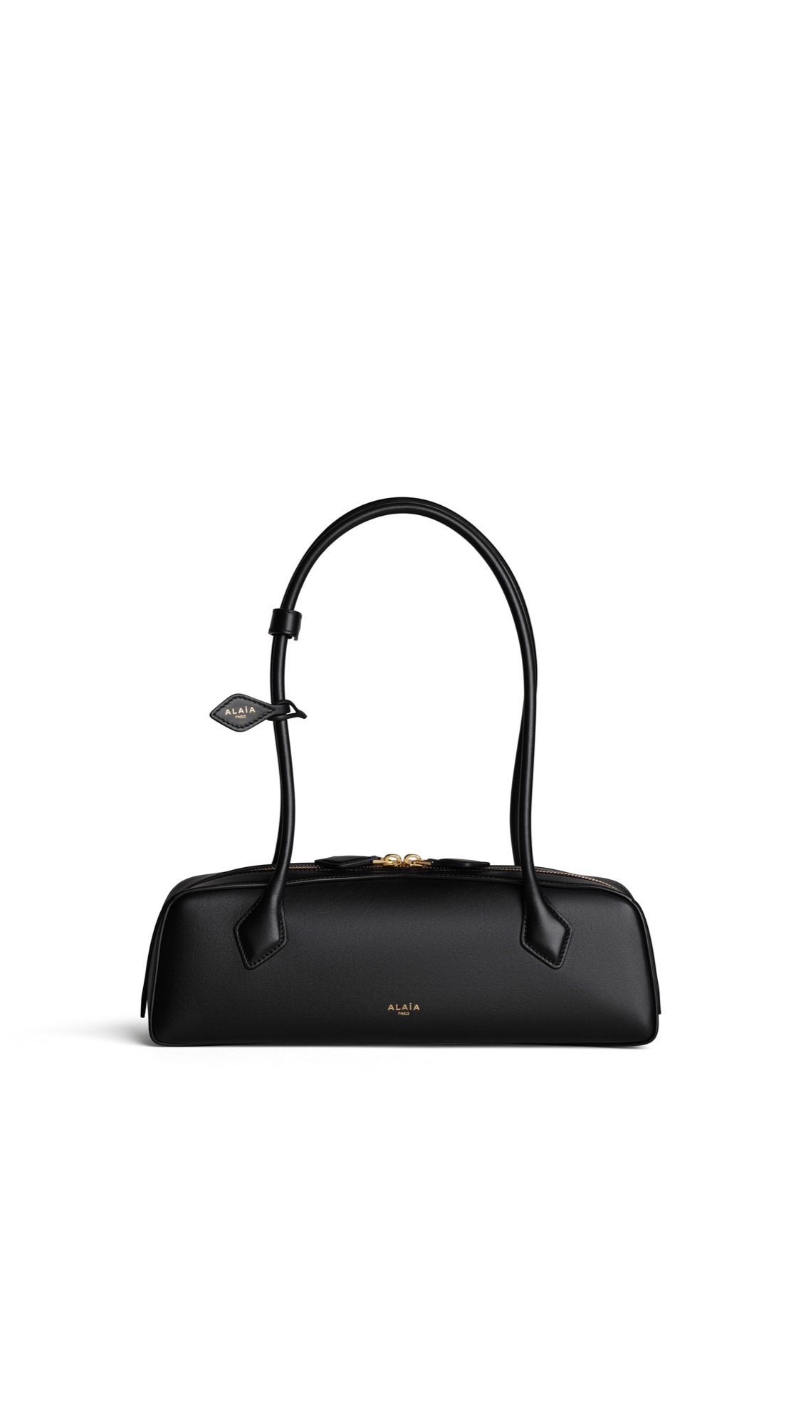 Alaïa black Le Teckel bag with an elongated sculptural silhouette