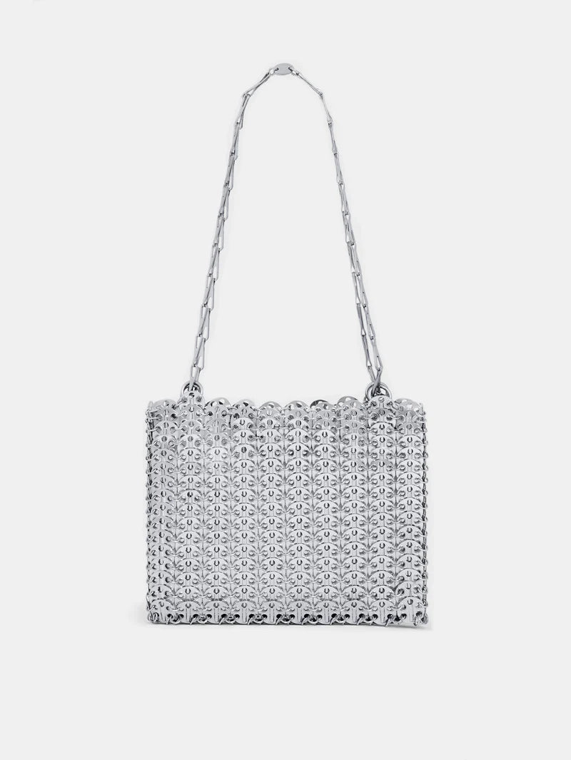 Rabanne Iconic 1969 silver bag made from linked metallic discs
