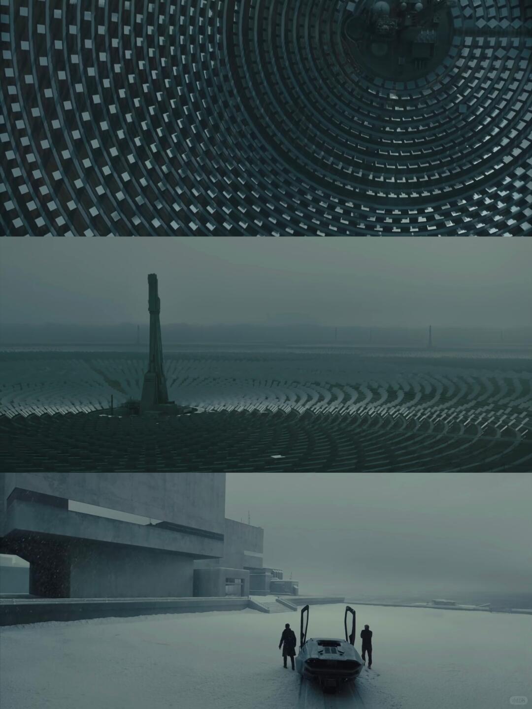 Blade Runner aesthetic still with saturated colour and lonely sci-fi scale
