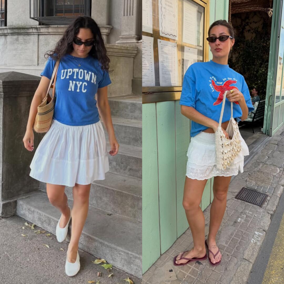 Bright blue coat breaking up a restrained neutral look