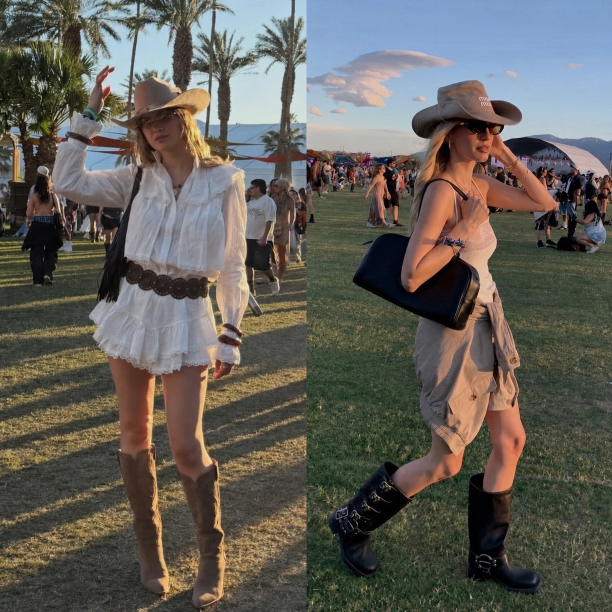 Festival boots and relaxed styling with boho vacation energy