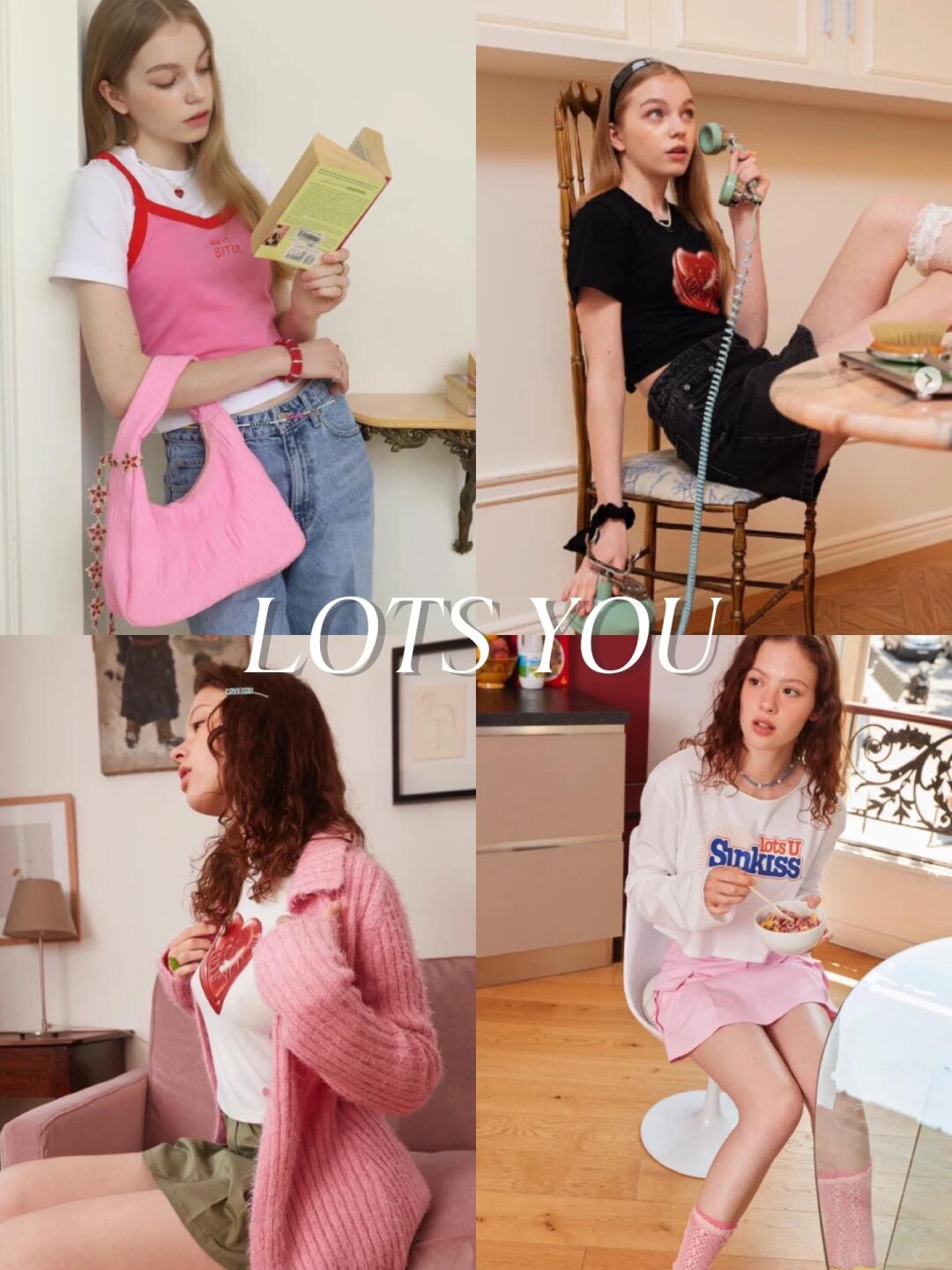 LOTS YOU soft retro outfits with pink bags, knits and nostalgic styling