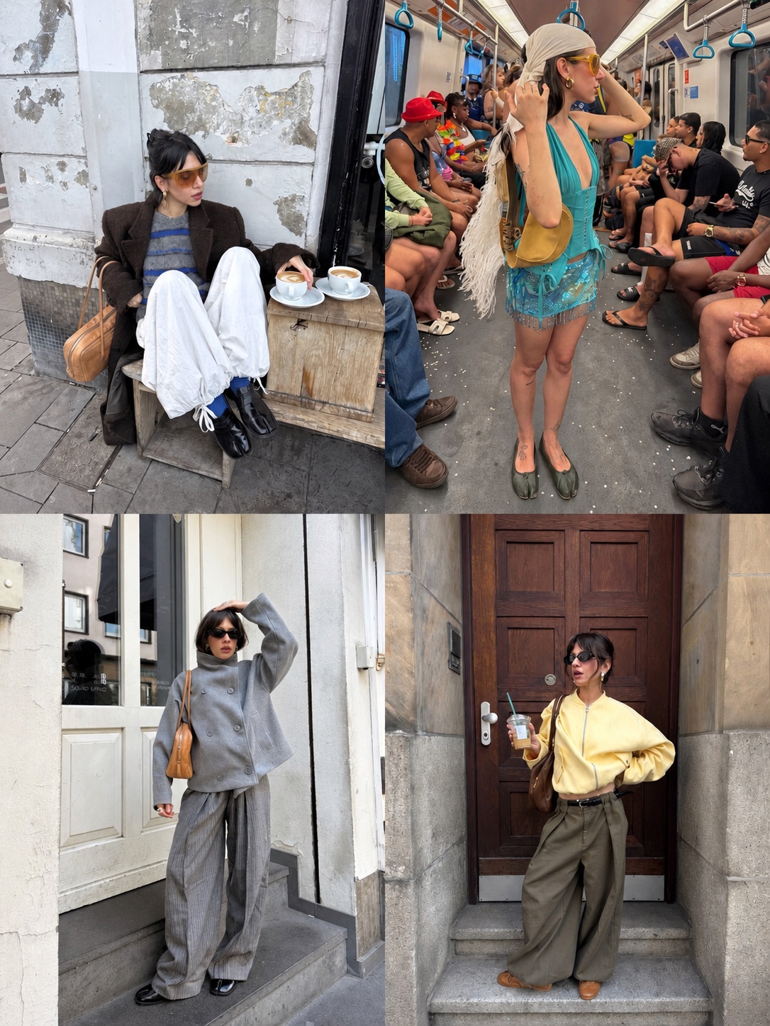European summer outfit with casual layers, denim and warm retro tone