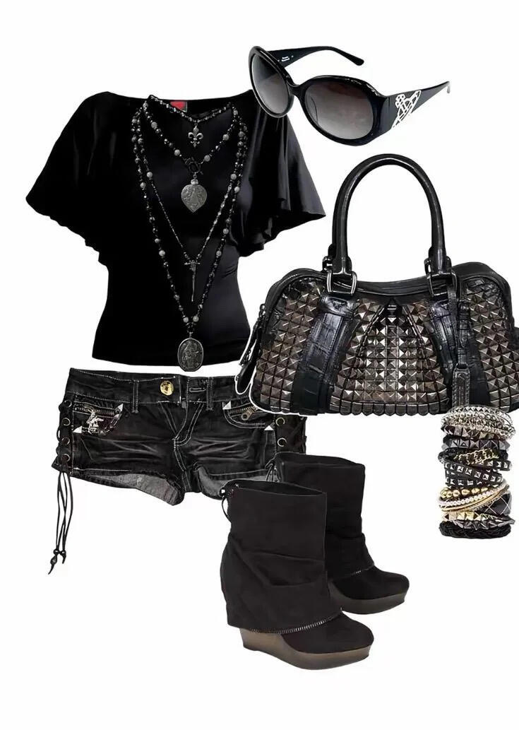 Cool-toned Hollister and Abercrombie-inspired Y2K outfit collage