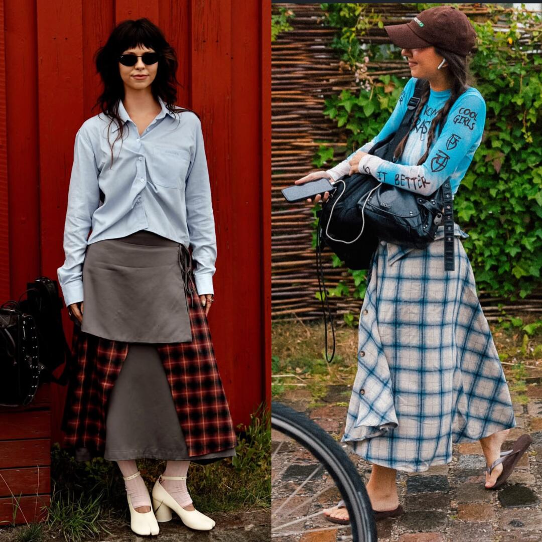 Colorful plaid-inspired layers for an early fall outfit