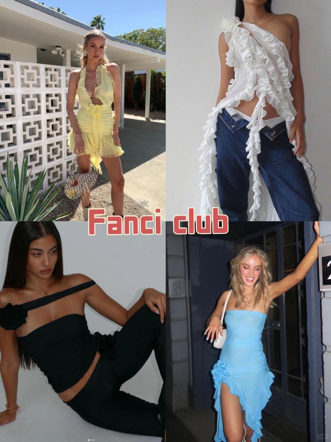 Fancì Club dramatic ruffles, fitted silhouettes and party-ready styling