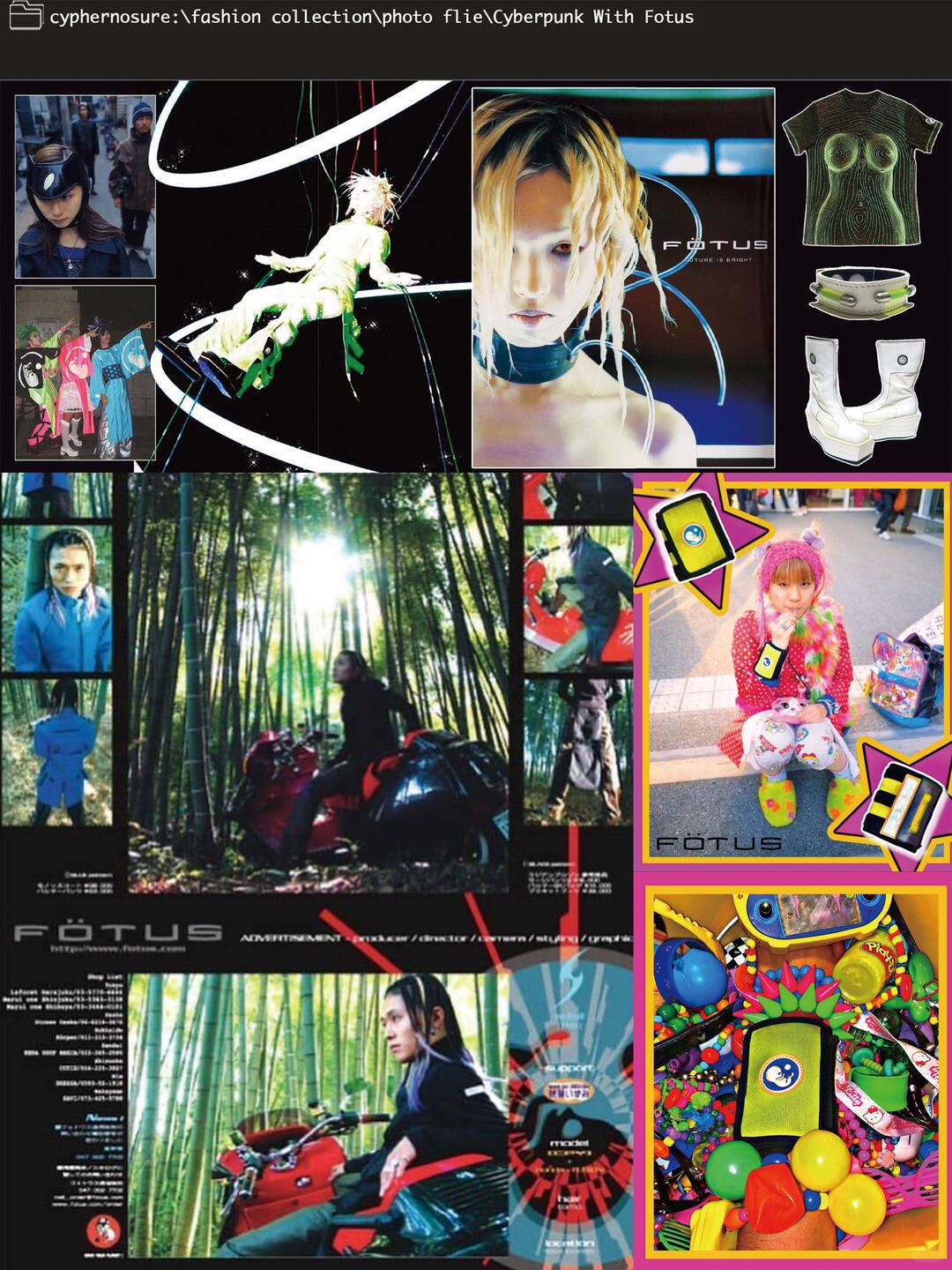 Close fitting futuristic clothing with graphic panels