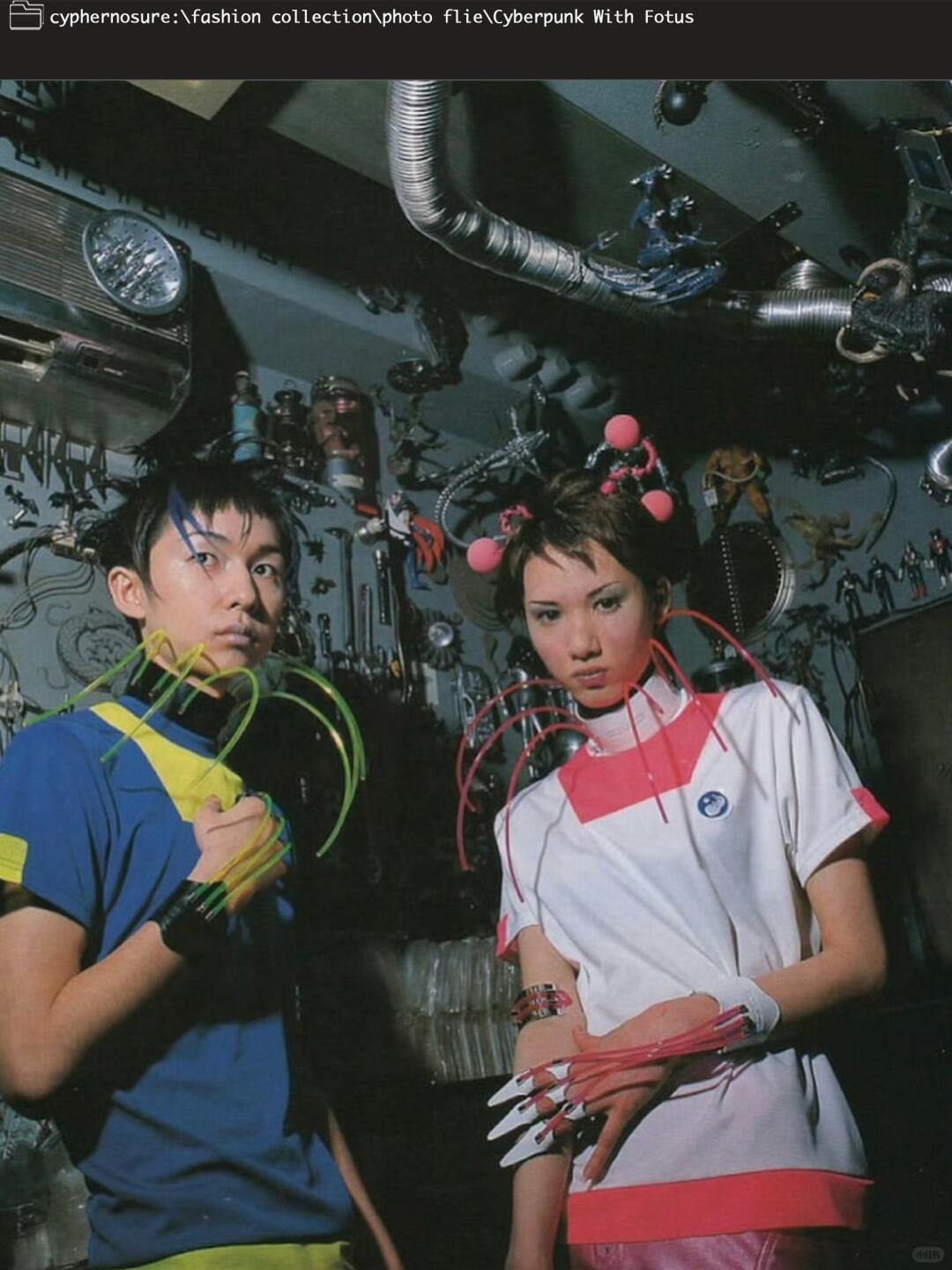 Blue cyberpunk styling with alien sportwear energy