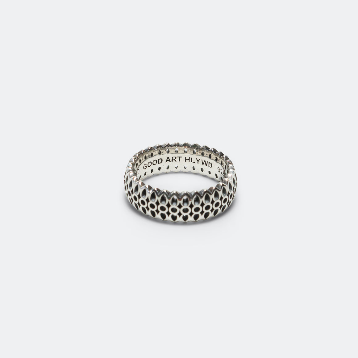 GOOD ART HLYWD substantial sterling silver ring with geometric detailing