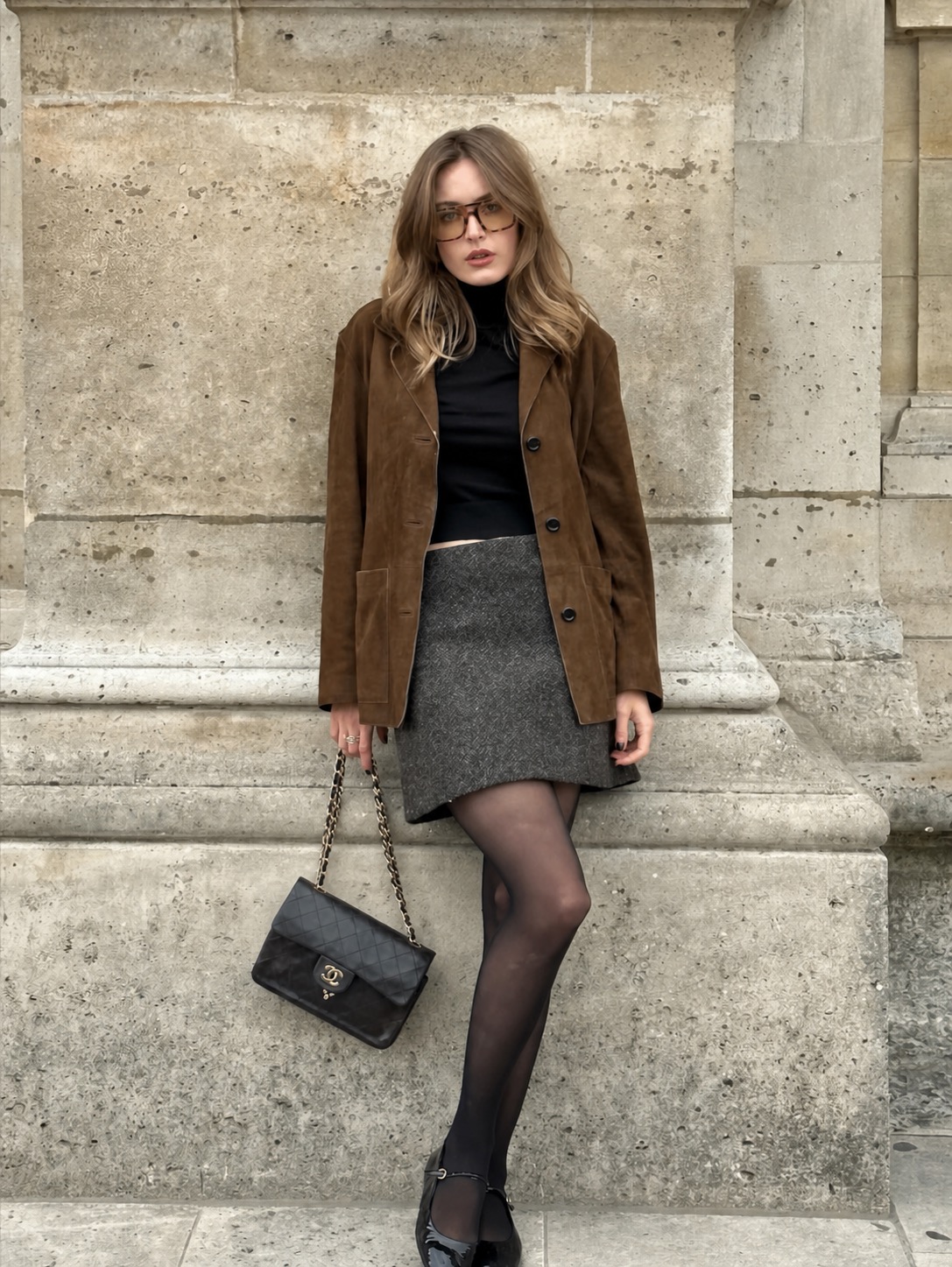 lace skirt outfit with ballet flats and quiet vintage styling