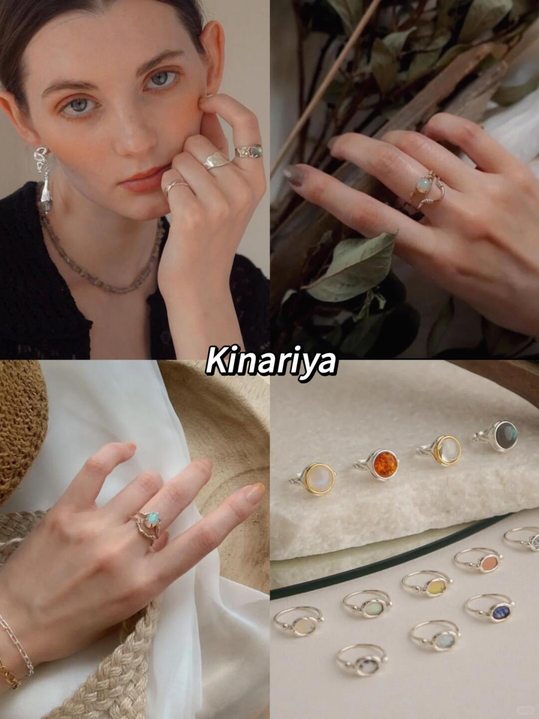 Kinariya rings and necklaces styled with soft natural textures
