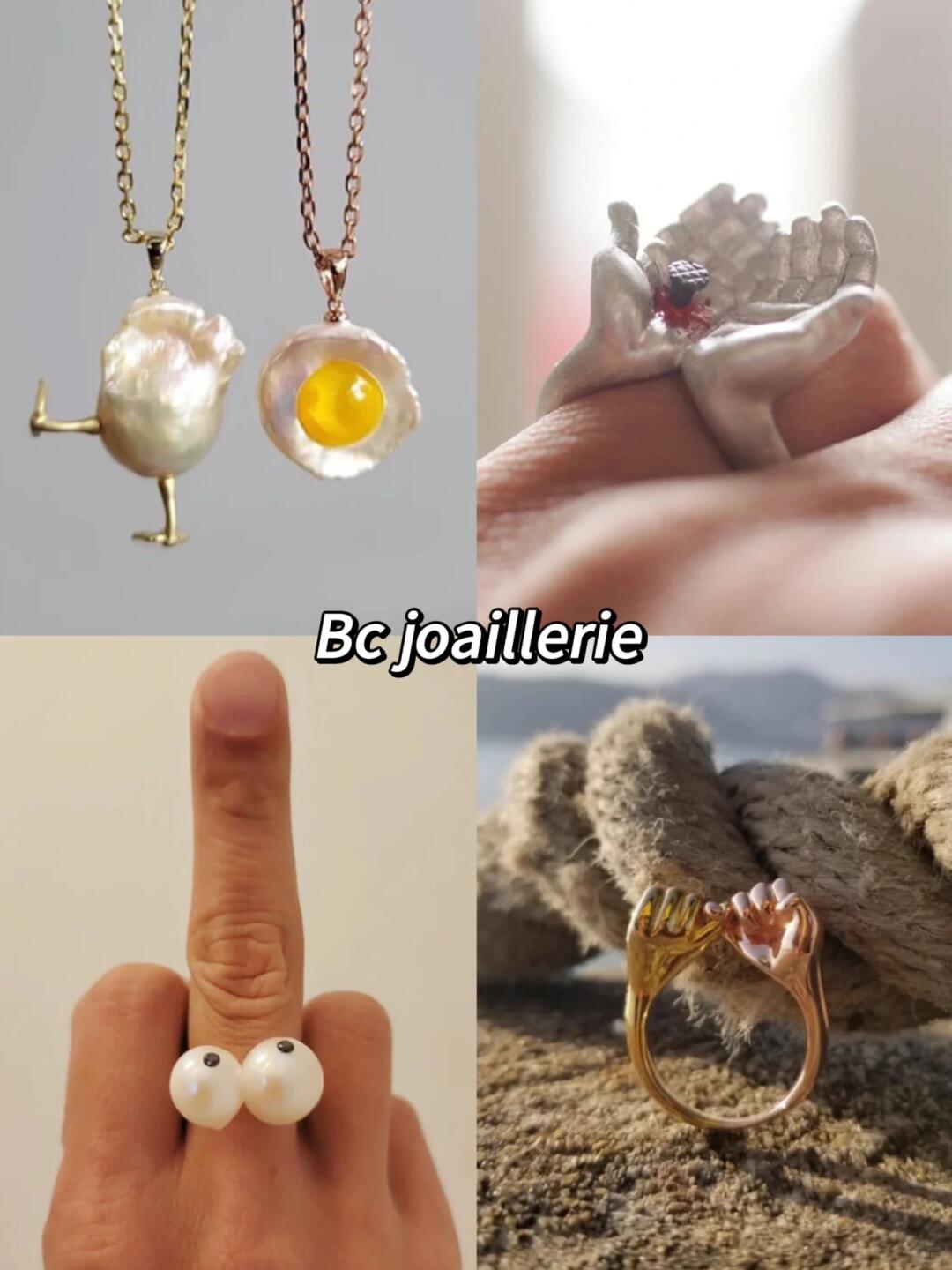BC Joaillerie enamel rings and playful pearl jewelry details