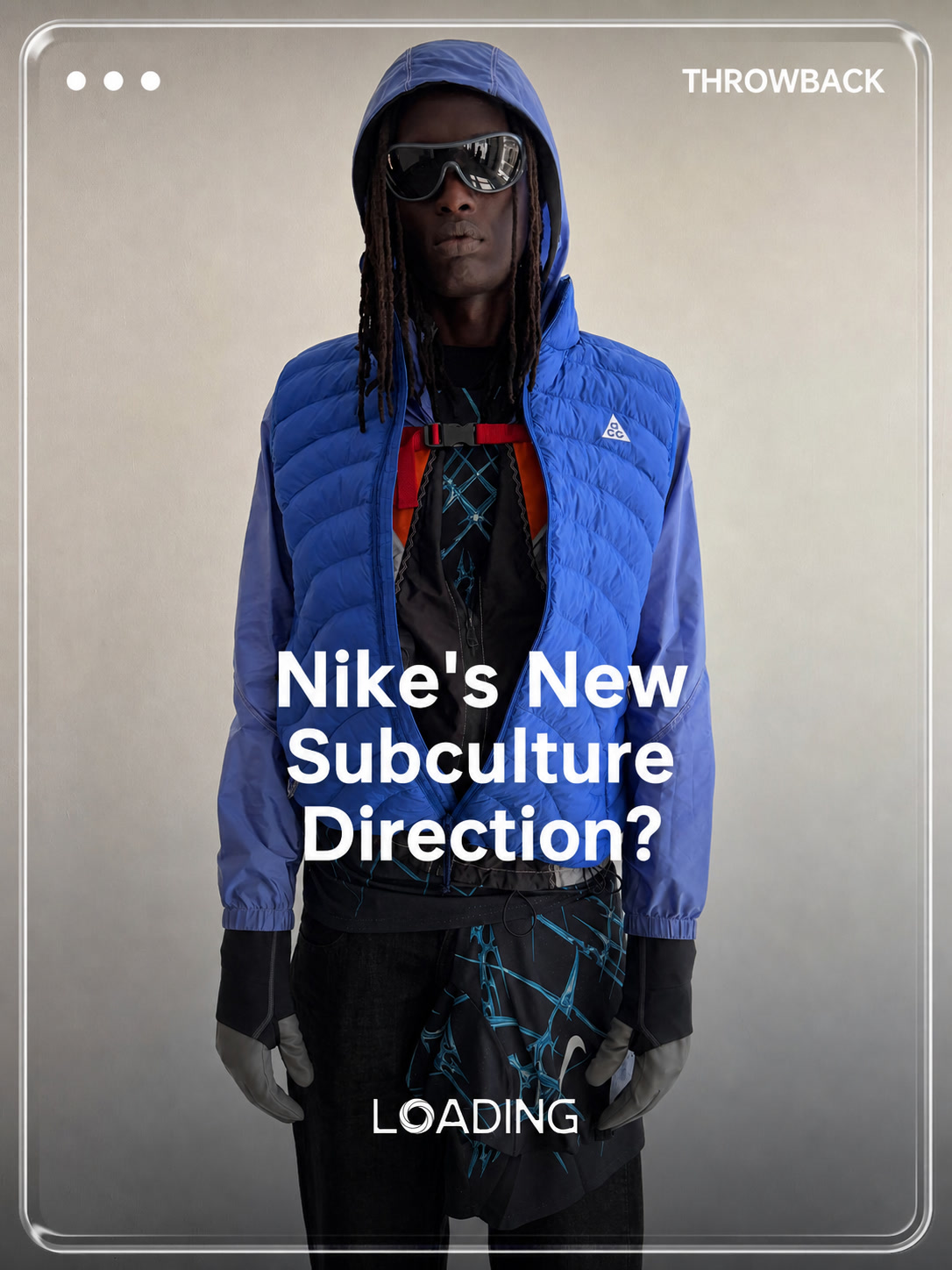 Nike styling cover with blue outerwear and a subculture direction title