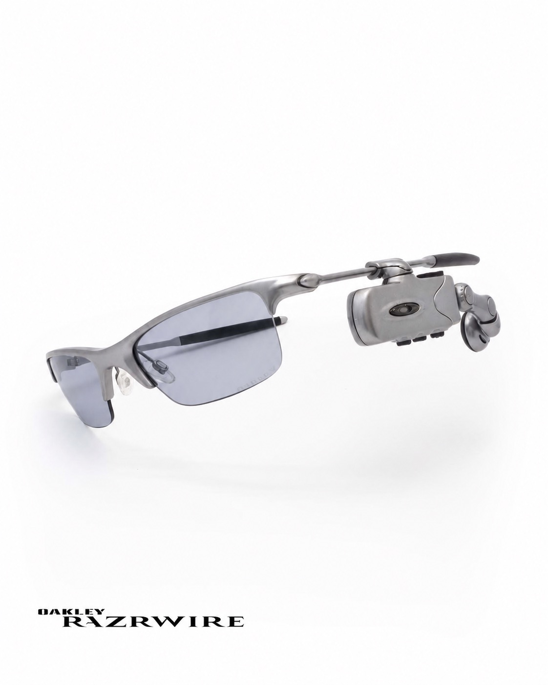 Oakley RazrWire diagonal angle showing the lens and side module