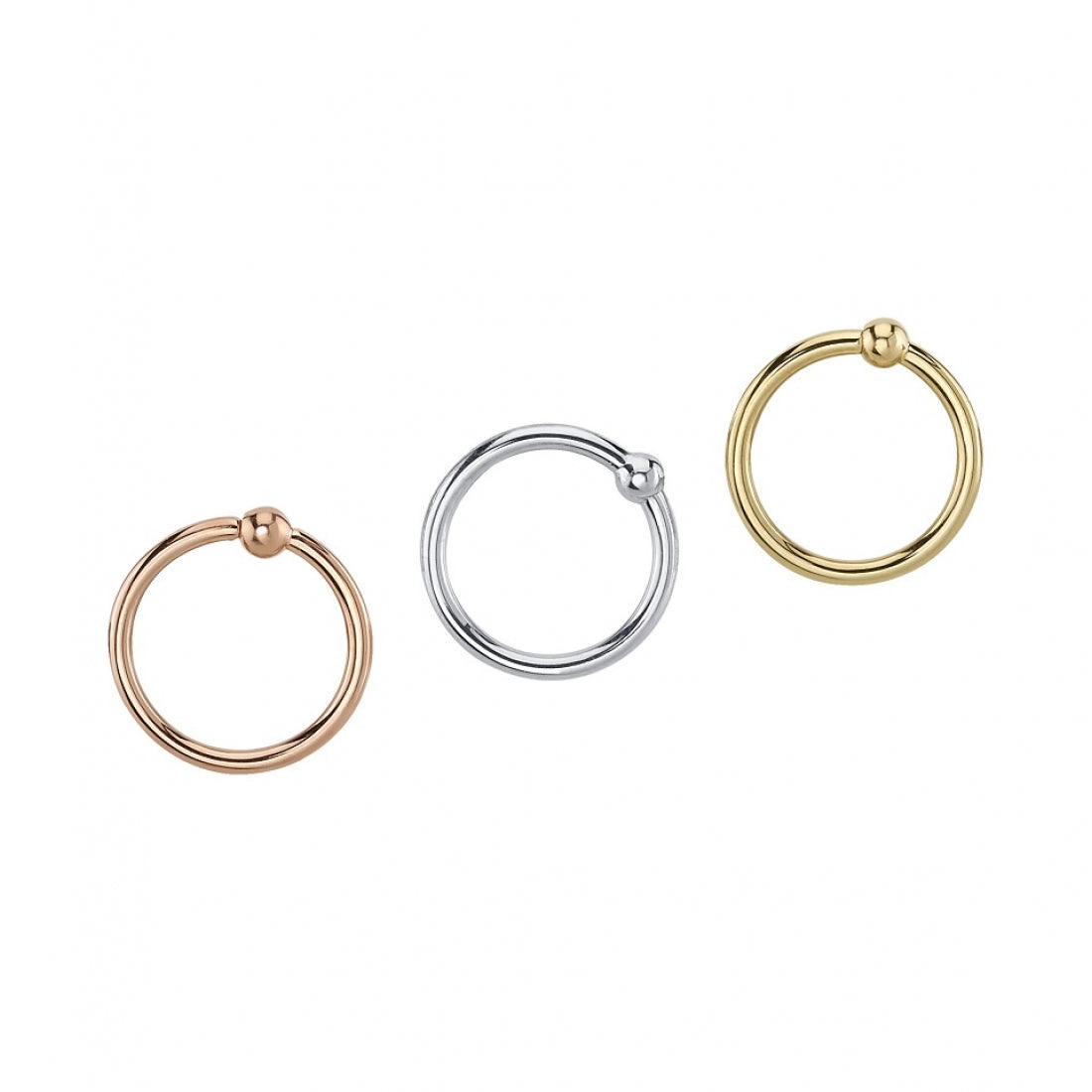 BVLA 14k gold fixed bead rings for professional body piercing