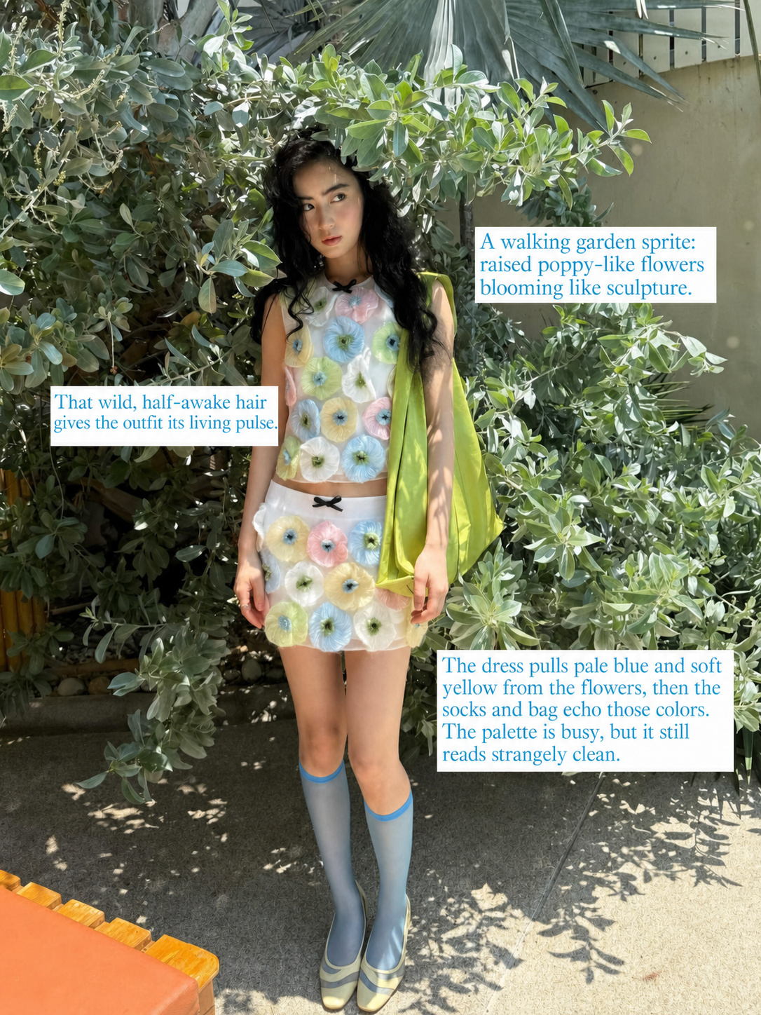 Plant girl outfit aesthetic with soft green layers and garden styling