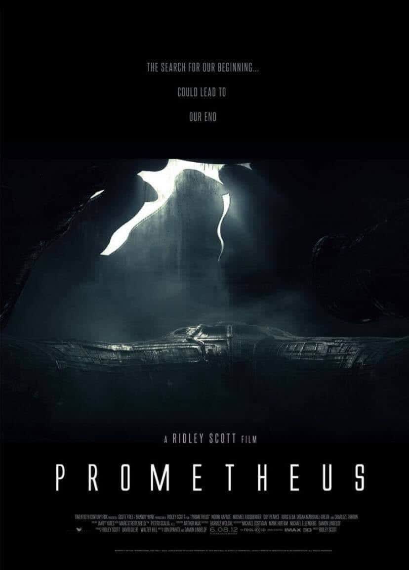 Prometheus crew moving through a stark alien interior
