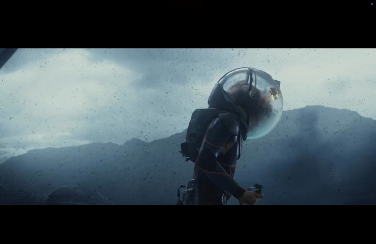 Prometheus movie still with dark biological horror and black goo imagery