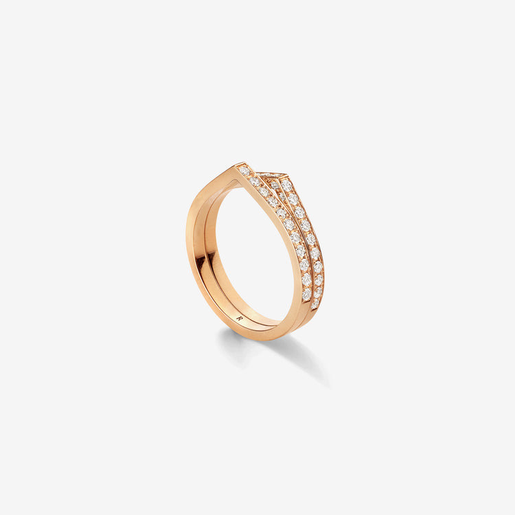 Repossi Antifer four-row pink gold diamond ring