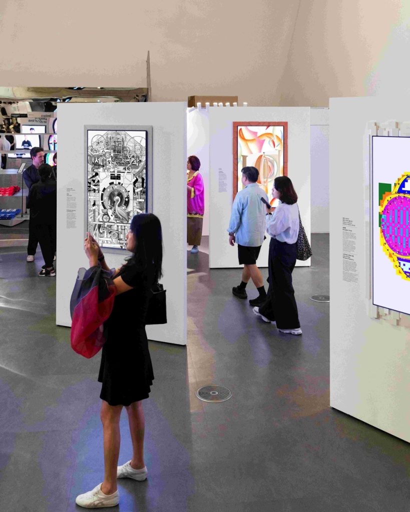 Visitors viewing Samsung exhibition works at Design Miami Seoul