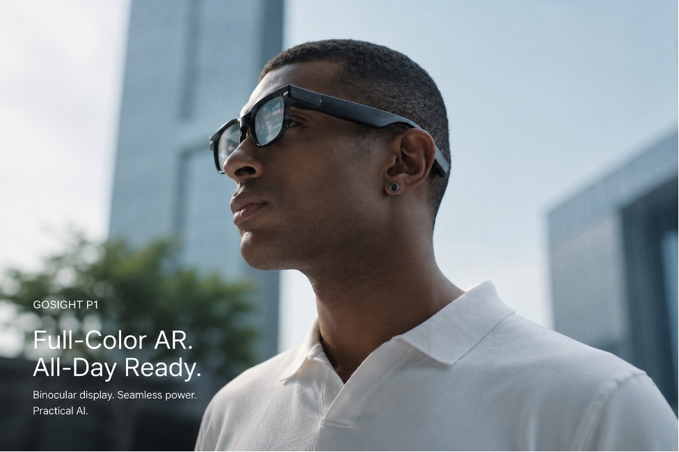 GOSIGHT P1 binocular full-color AI and AR glasses with swappable battery system