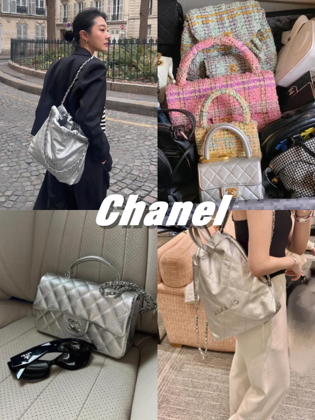 Silver Chanel bags in quilted and slouchy luxury styling