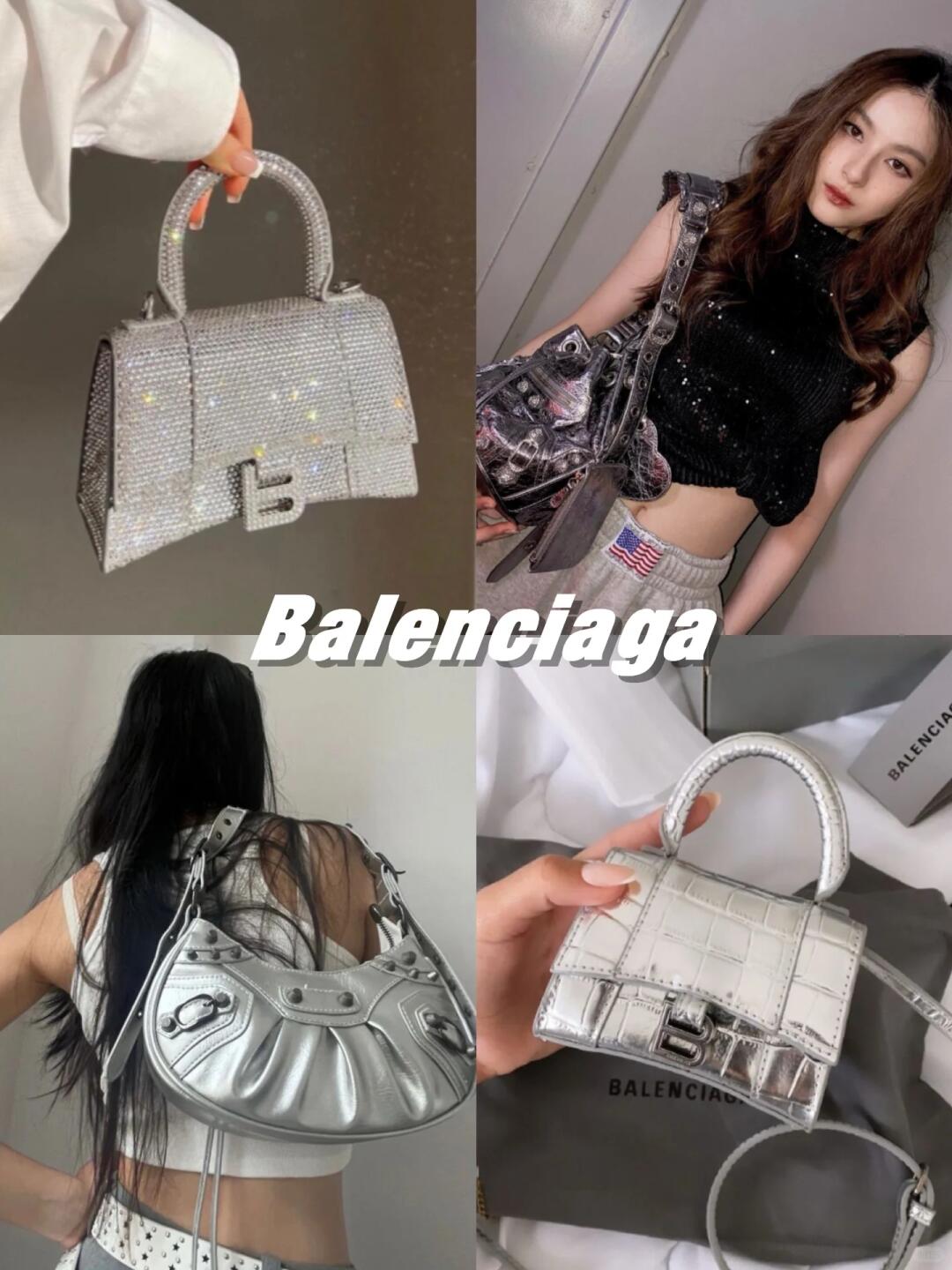 Balenciaga silver Le Cagole bags with harder biker styling