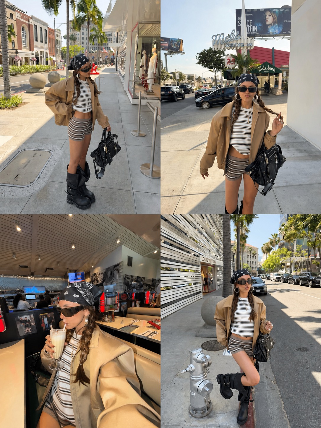 baseball jacket with relaxed trousers and vintage street styling