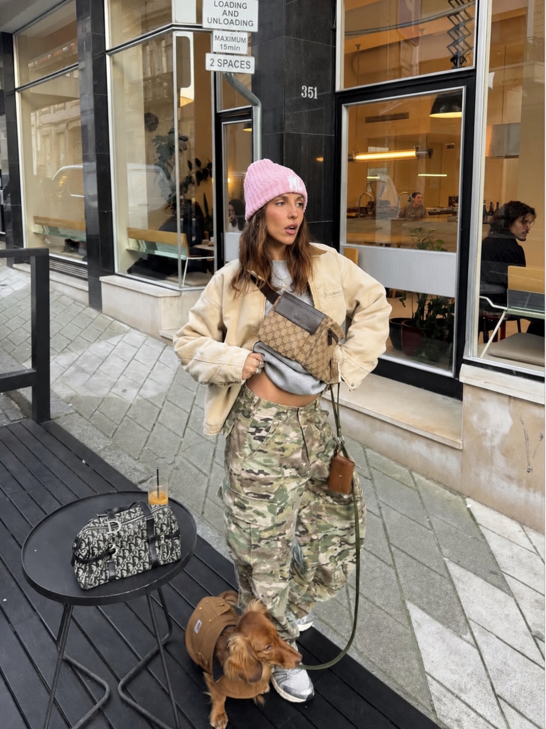 sporty chic outfit with an oversized jacket and simple base pieces