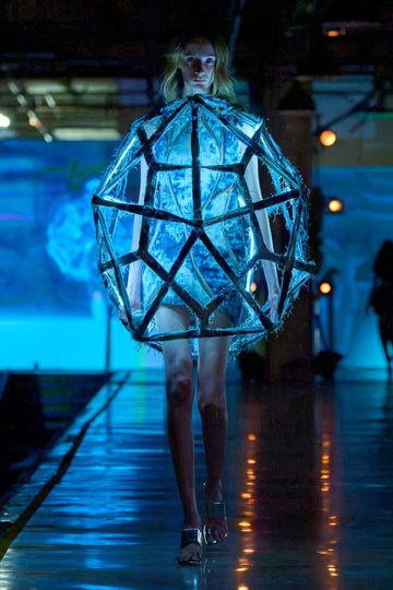 Threeasfour Spring 2027 runway look with illuminated styling