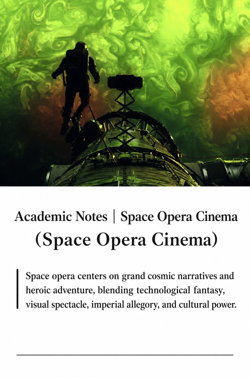 Annotated guide image defining space opera cinema as heroic cosmic science fiction
