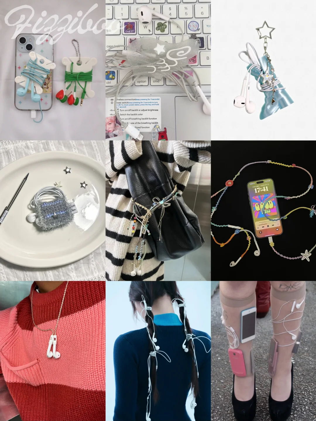 Wired earphones styled as Y2K accessories